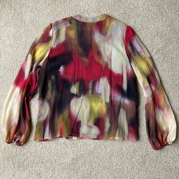 NWT Calvin Klein Blouse Button Front Multicolor XS Work Casual - Picture 2 of 6